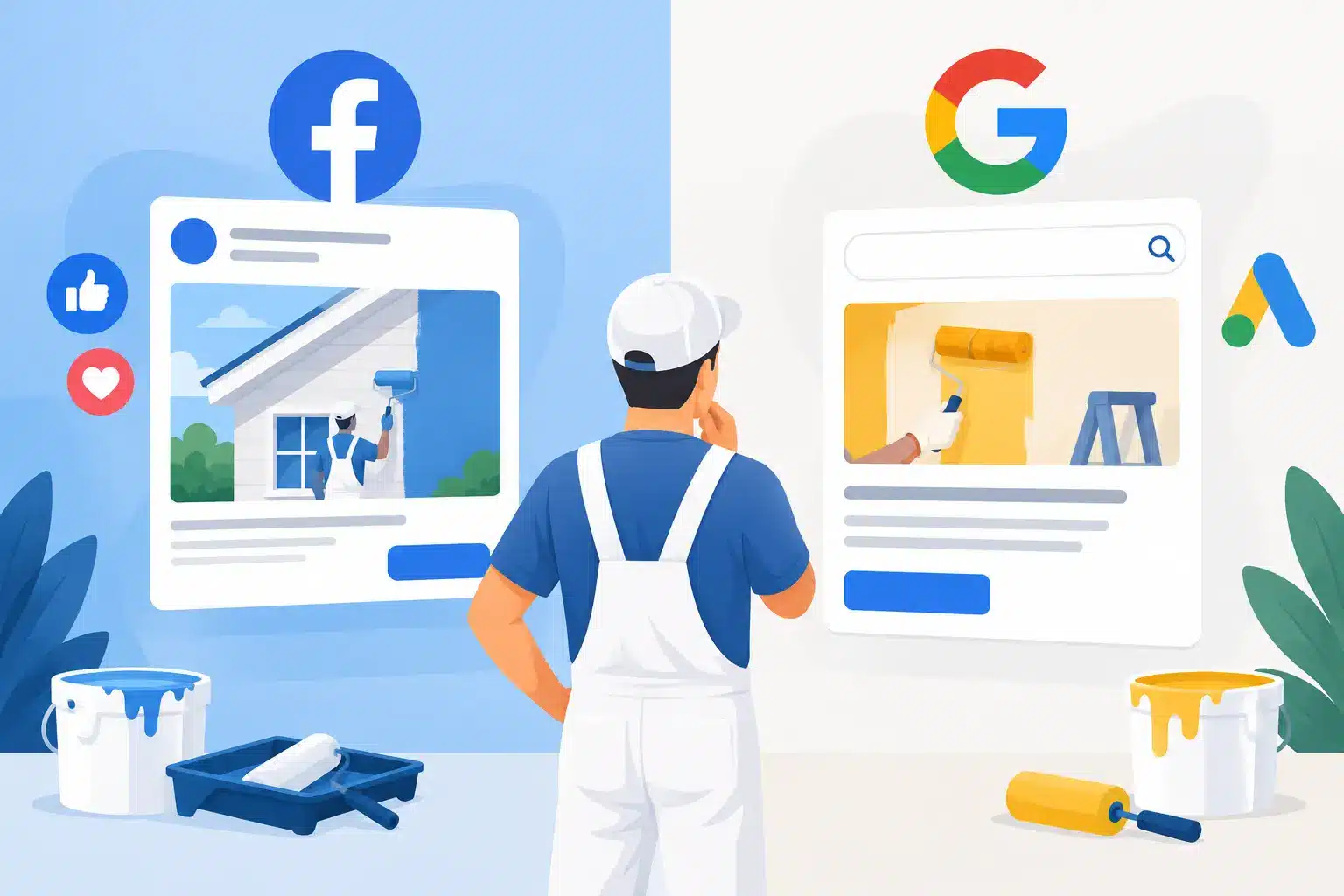 Facebook Ads vs Google Ads for Painters Compared
